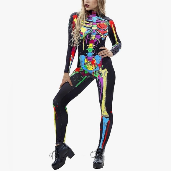 Women’s Colorful Skeleton Costume - Picture 2 of 11